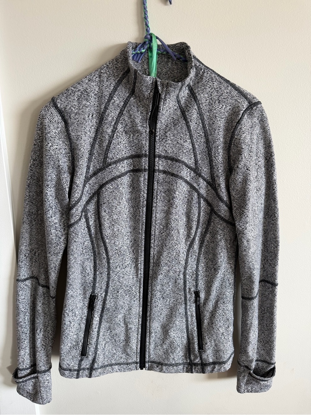Lululemon Define Jacket Jacquard Heathered Grey White Size 8.